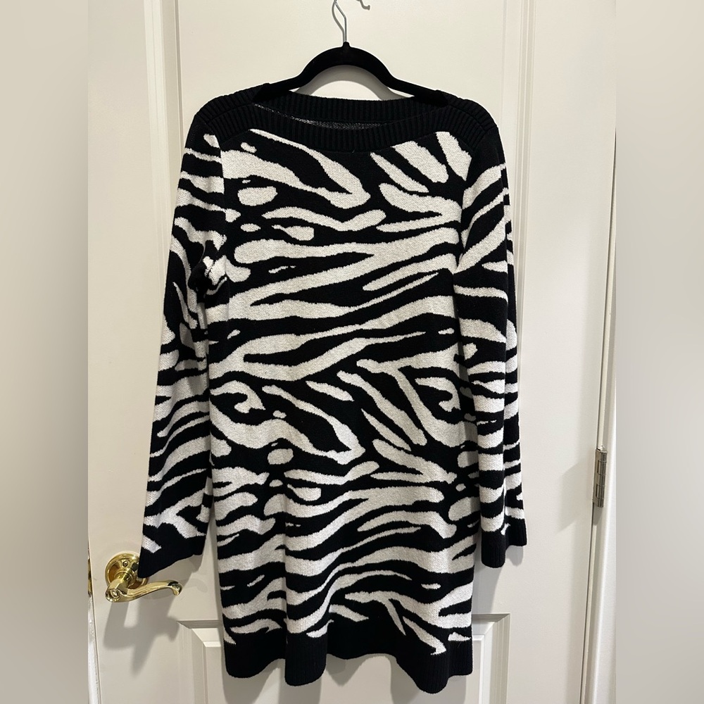 LOFT Zebra Patterned Sweater in Black and White